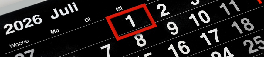 German calendar 2026 July 1 Wednesday  black red