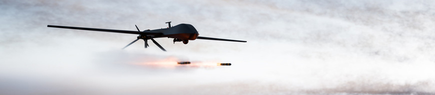 Military combat drone UAV launching missiles